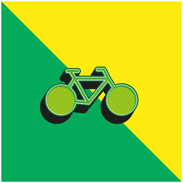 Bicicleta verde y amarillo moderno vector 3d icono del logotipo - Vector, Imagen