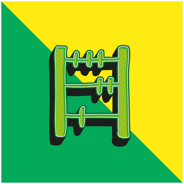 Abacus Hand gezeichnetes Werkzeug Grünes und gelbes modernes 3D-Vektorsymbol-Logo - Vektor, Bild