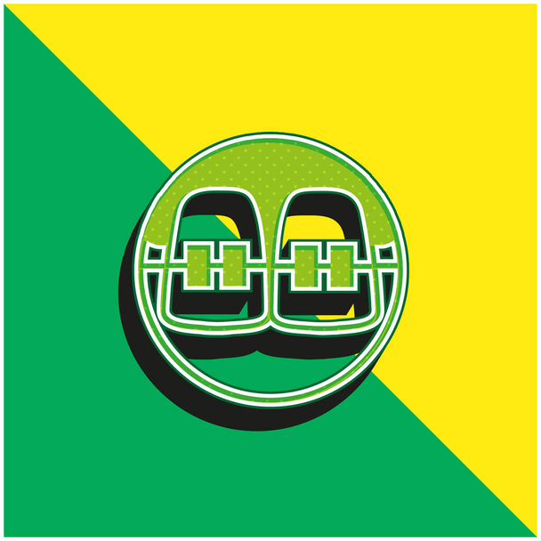 Fogszabályzó Zöld és sárga modern 3D vektor ikon logó - Vektor, kép