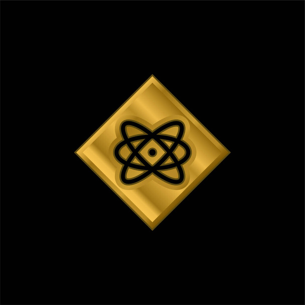 Знак атома Золотий металевий значок або вектор логотипу
 - Вектор, зображення