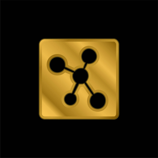Estructura atómica chapado en oro icono metálico o logo vector - Vector, imagen