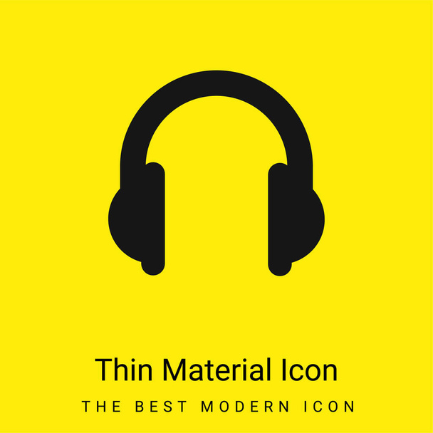 Big Headphones minimaal helder geel materiaal pictogram - Vector, afbeelding