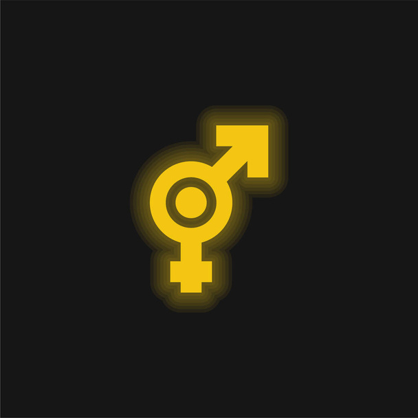 Bigender žlutá zářící neonová ikona - Vektor, obrázek