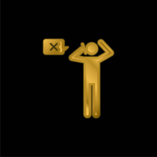 Mala revisión chapado en oro icono metálico o logo vector - Vector, imagen