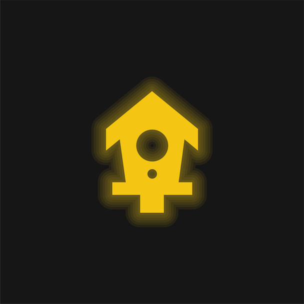 Bird House icono de neón brillante amarillo - Vector, imagen