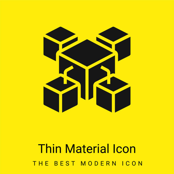 Icône matérielle jaune vif minimale Blockchain - Vecteur, image