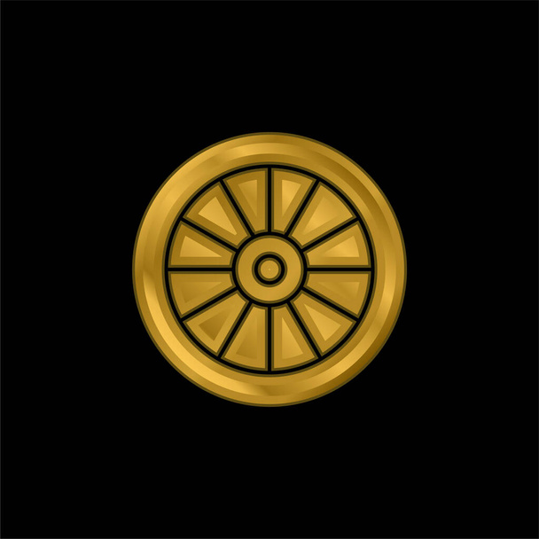 Alloy Wheel gold plated metalic icon or logo vector - Vector, Image