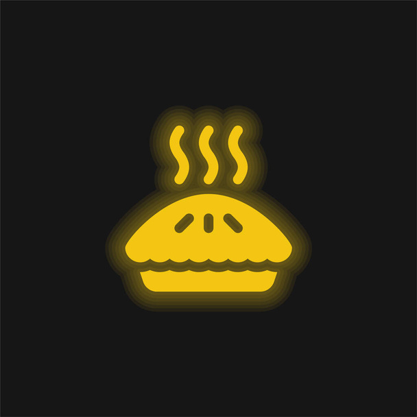 Apple Pie yellow glowing neon icon - Vector, Image
