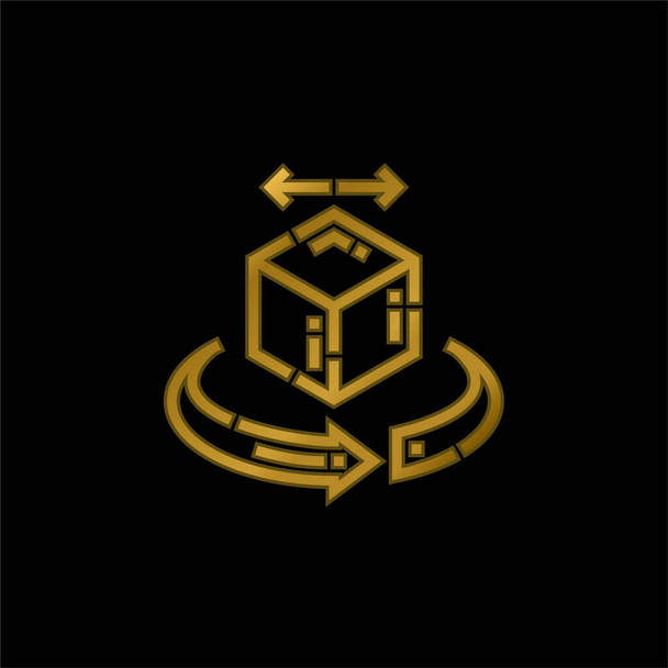 3d altın kaplama metalik simge veya logo vektörü - Vektör, Görsel
