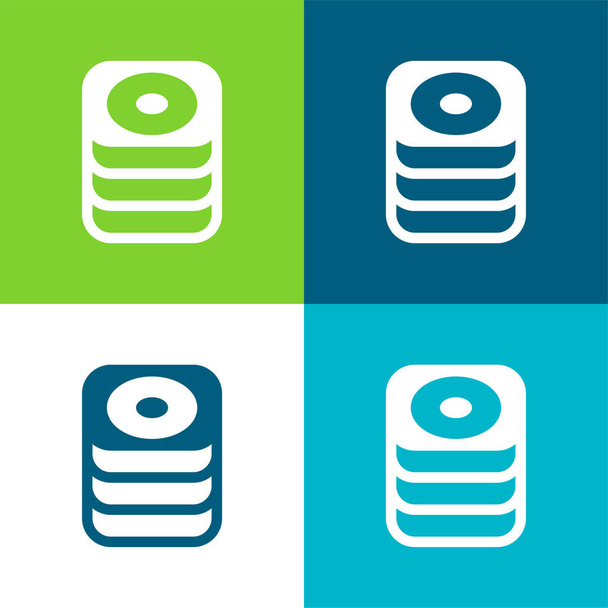 Big Database Lapos négy szín minimális ikon készlet - Vektor, kép