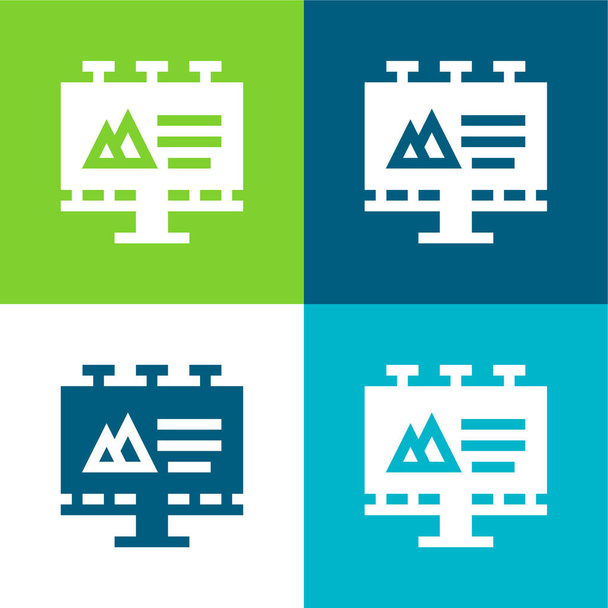 Conjunto de ícones mínimos de quatro cores da Billboard Flat - Vetor, Imagem