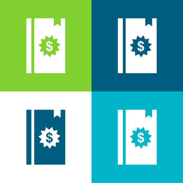 Libro Plano de cuatro colores mínimo icono conjunto - Vector, Imagen