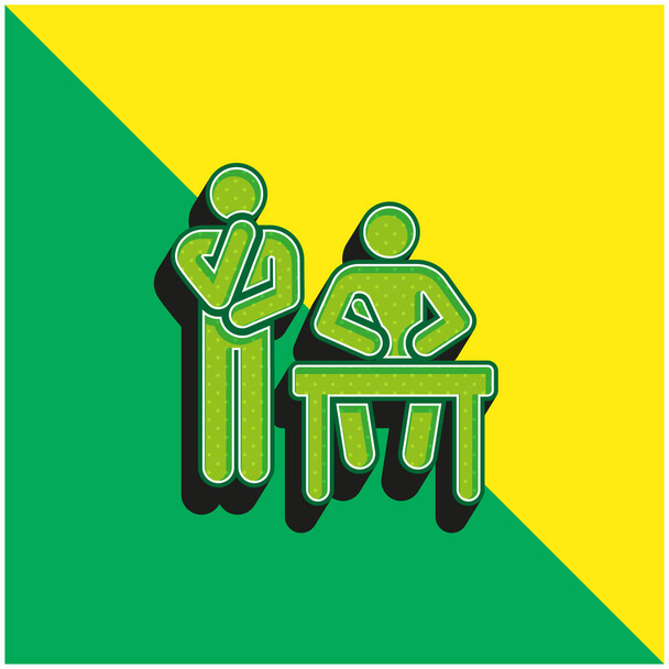 Brainstorming Vihreä ja keltainen moderni 3d vektori kuvake logo - Vektori, kuva
