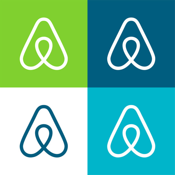 Airbnb Conjunto de ícones mínimos de quatro cores plano - Vetor, Imagem