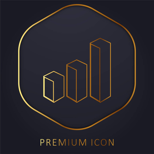 Logo o icona premium della linea dorata grafica delle barre di analisi dei dati 3d - Vettoriali, immagini
