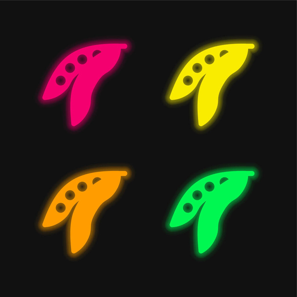 Бобы четыре цвета светящийся неоновый вектор значок - Вектор,изображение