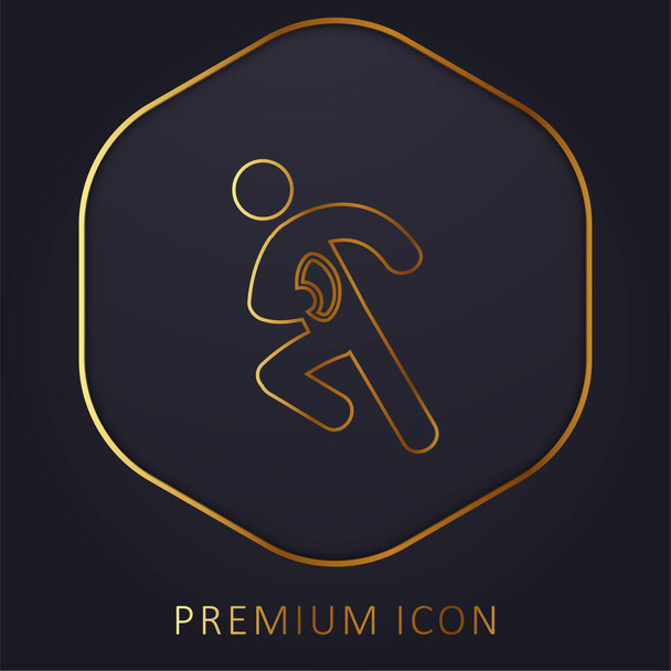 American Football Player línea dorada logotipo premium o icono - Vector, imagen