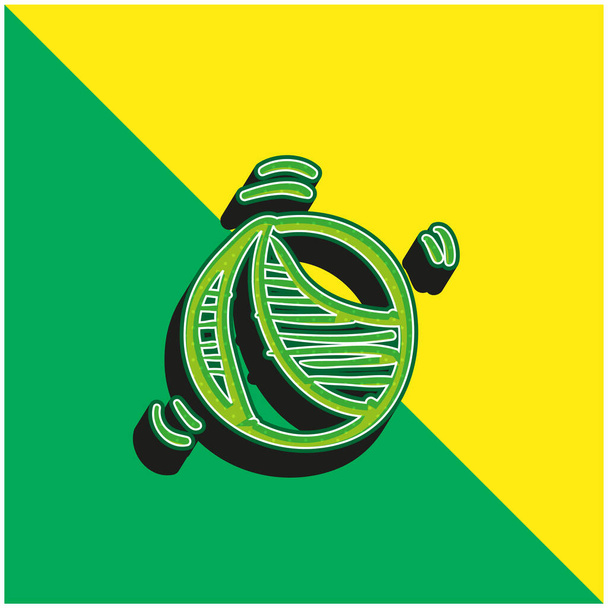Pomppiva pallo lelu vihreä ja keltainen moderni 3d vektori kuvake logo - Vektori, kuva
