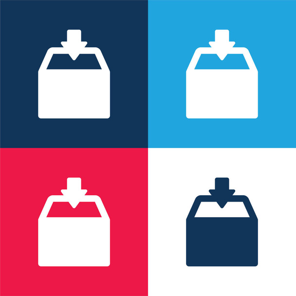 Box blau und rot vier Farben minimales Symbol-Set - Vektor, Bild