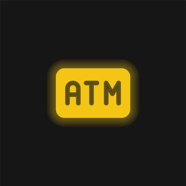 Cajero automático amarillo brillante icono de neón - Vector, Imagen