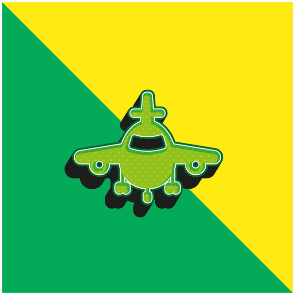 Airliner verde y amarillo moderno vector 3d icono del logotipo - Vector, Imagen