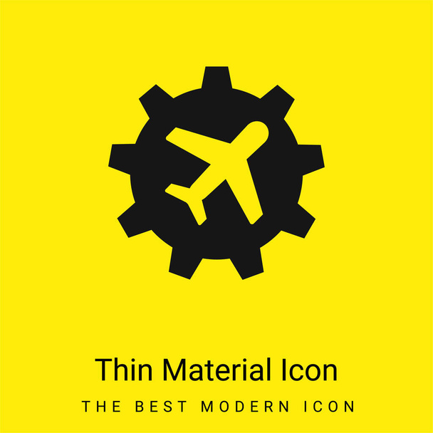 Avião ícone material amarelo brilhante mínimo - Vetor, Imagem