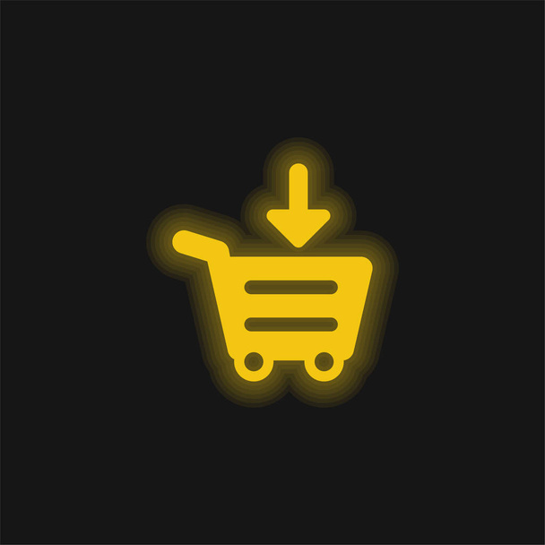 Añadir al carrito icono de neón amarillo brillante - Vector, Imagen