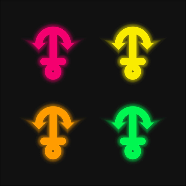 Horgony négy színű izzó neon vektor ikon - Vektor, kép