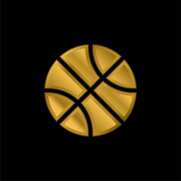 Baloncesto chapado en oro icono metálico o logo vector - Vector, Imagen