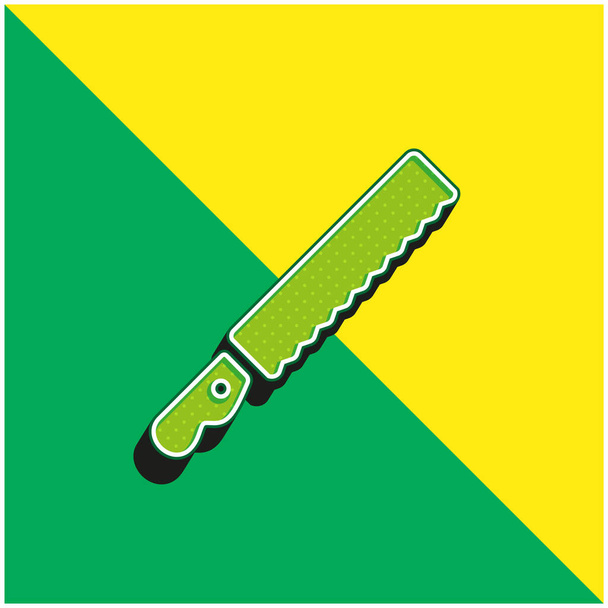 Bread Knife Green and yellow modern 3d vector icon logo - Vector, Image
