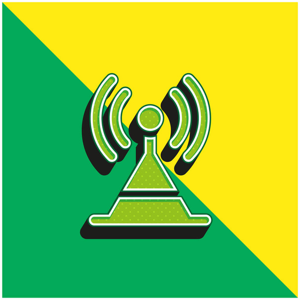 Antenne Logo vectoriel 3D moderne vert et jaune - Vecteur, image