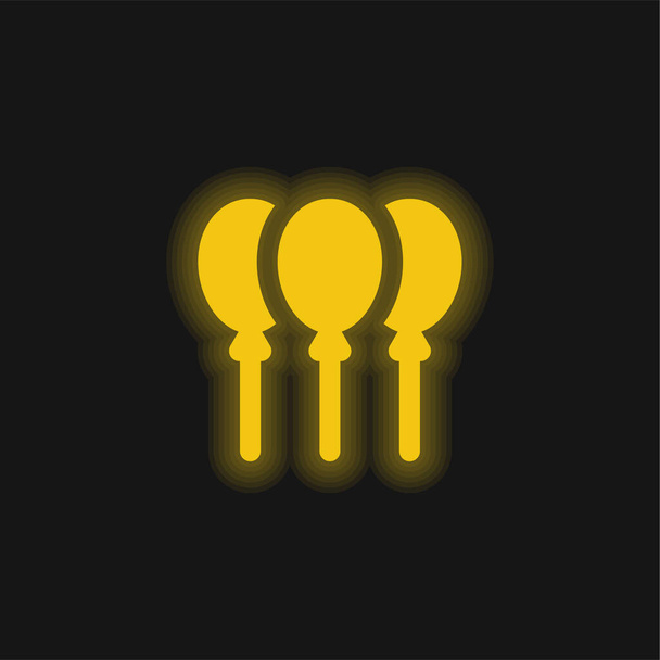 Balloons yellow glowing neon icon - Vector, Image