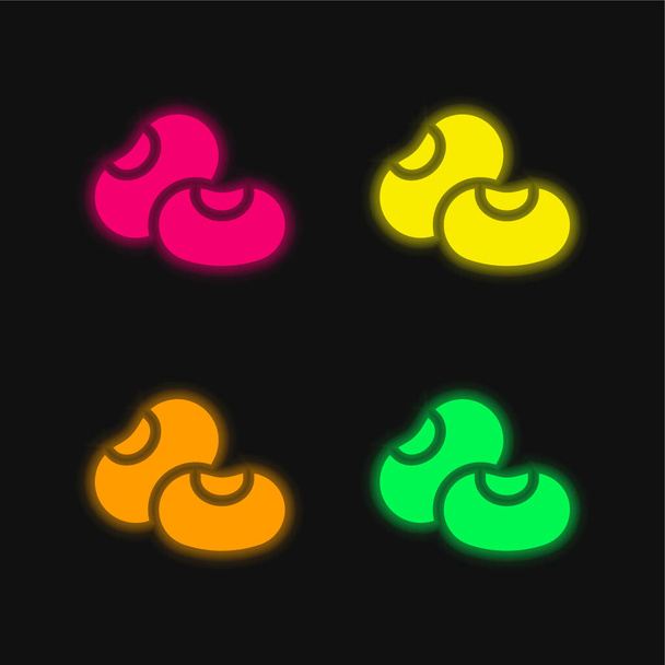 4色のネオンベクトルのアイコンを豆 - ベクター画像