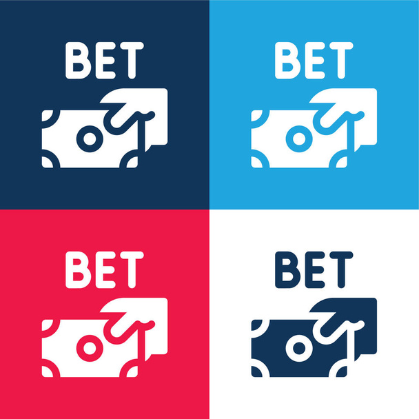 Set di icone minimali a quattro colori blu e rosso - Vettoriali, immagini
