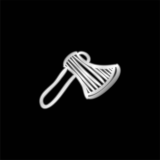 Axe Outil dessiné à la main icône métallique argentée - Vecteur, image