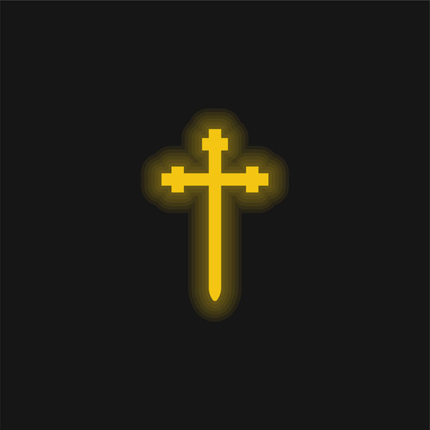 Aaronic Order Iglesia amarillo brillante icono de neón - Vector, Imagen