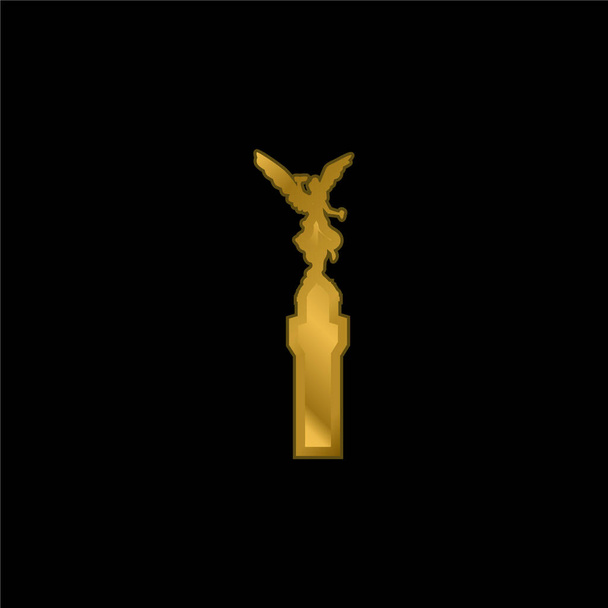 Ángel de la Independencia de México chapado en oro icono metálico o logo vector - Vector, Imagen