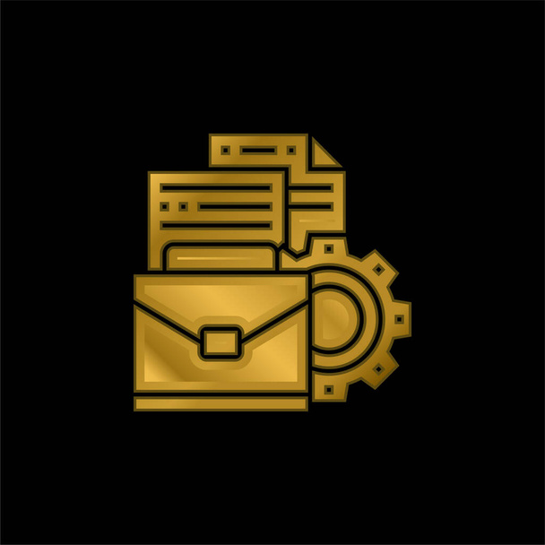 Porte-documents plaqué or icône métallique ou logo vecteur - Vecteur, image