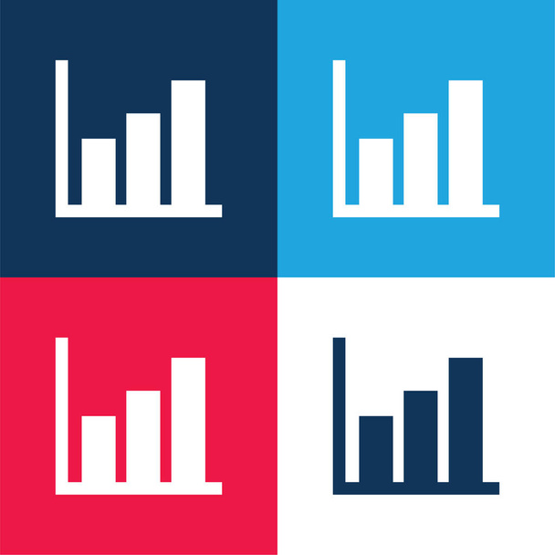 Bars Graphic blue and red four color minimal icon set - Vector, Image