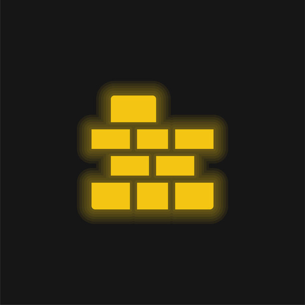 Parede de tijolo amarelo brilhante ícone de néon - Vetor, Imagem