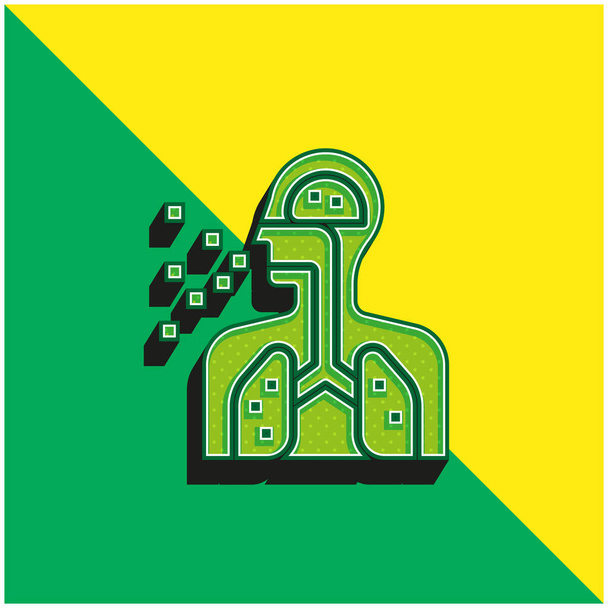 Lélegezz Zöld és sárga modern 3D vektor ikon logó - Vektor, kép
