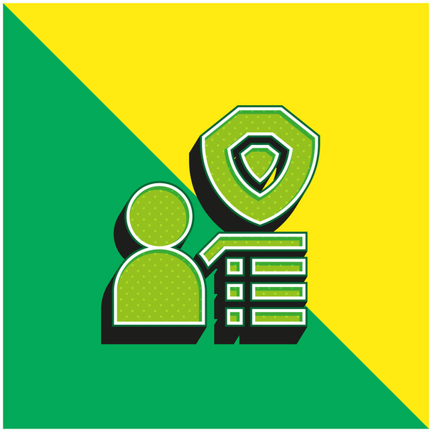 Benefício Verde e amarelo moderno logotipo vetor 3d ícone - Vetor, Imagem