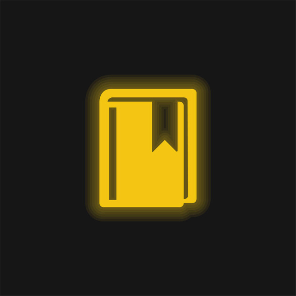 Boek Met Bladwijzer geel gloeiend neon pictogram - Vector, afbeelding