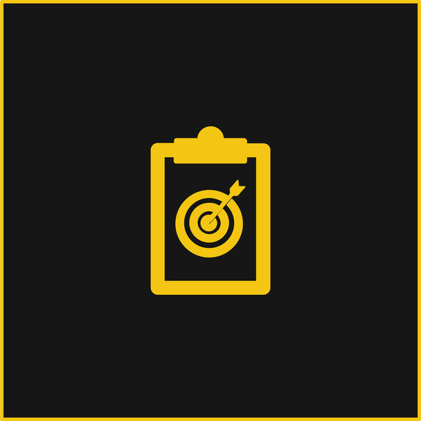 アーチェリーノート黄色の輝くネオンアイコン - ベクター画像