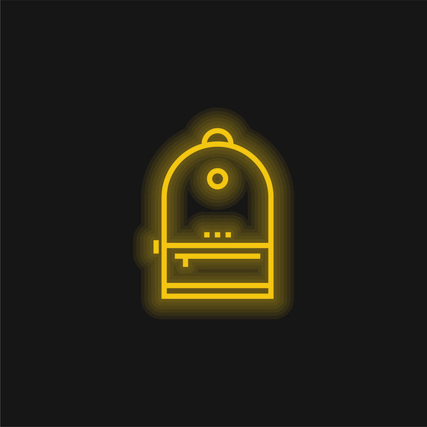 Zaino giallo icona al neon incandescente - Vettoriali, immagini