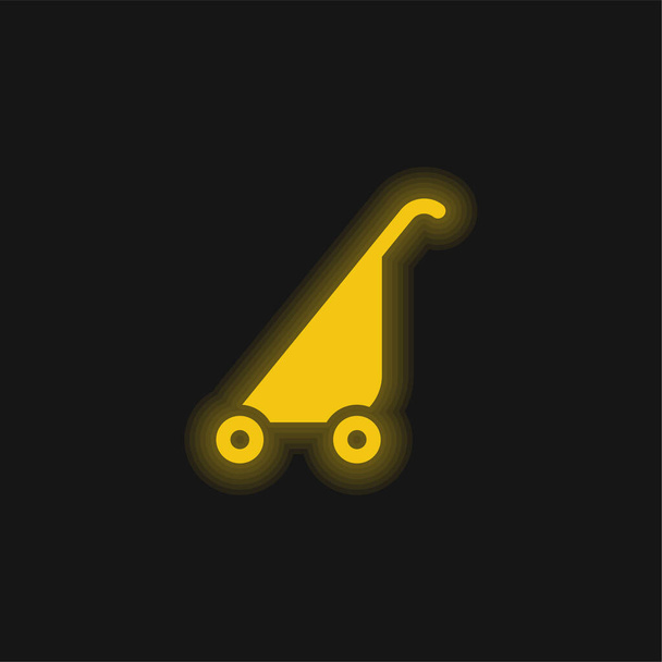 Baby Stroller amarillo brillante icono de neón - Vector, imagen