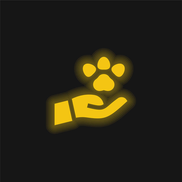 Állat sárga izzó neon ikon - Vektor, kép