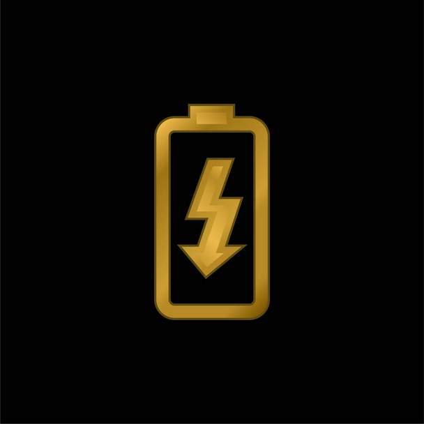 Battery Charge gold plated metalic icon or logo vector - Vector, Image