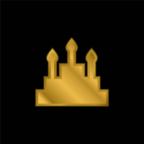 Позолоченная икона торта или вектор логотипа - Вектор,изображение