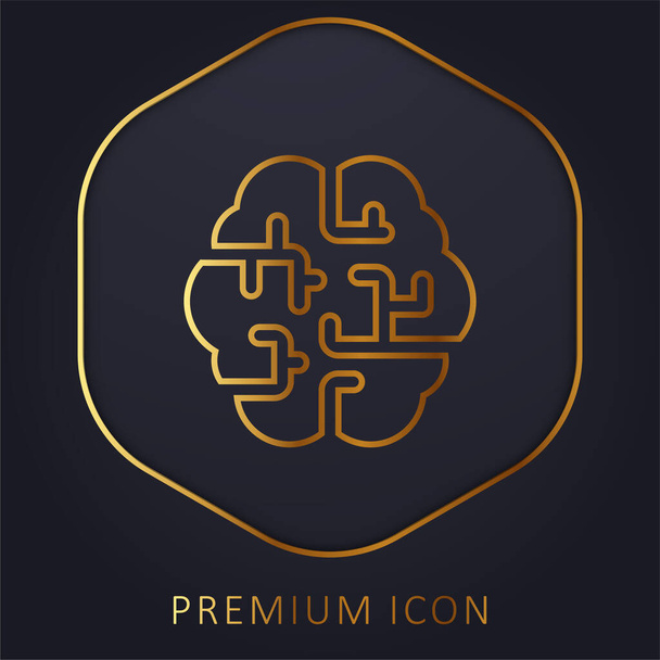 Золота лінія мозку логотип або значок преміум-класу
 - Вектор, зображення